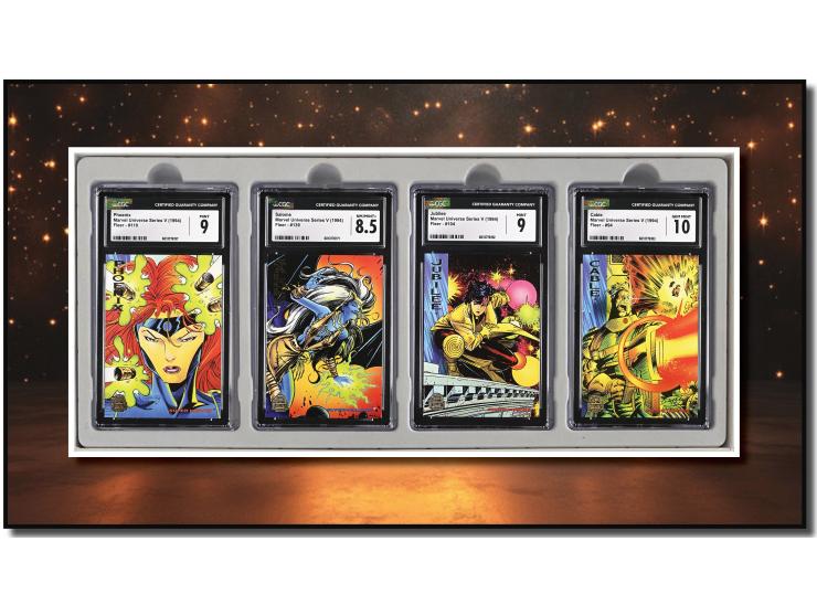 This curated set of four cards is a magnificent visual feast, paying homage to the mutant sagas of the 1994 Marvel Universe S